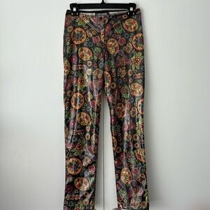 Rare Vintage Lip Service Los Angeles poly coated butterfly floral groovy pants